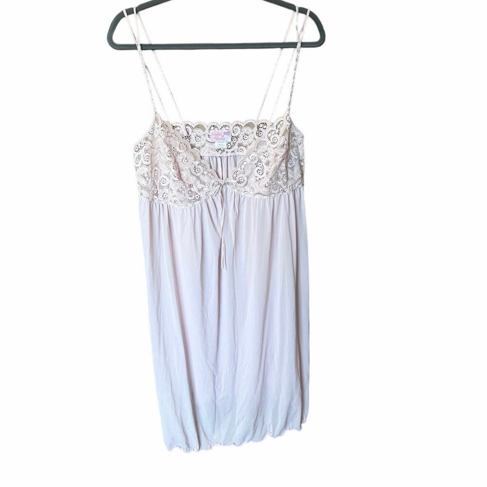 Violets & Roses soft pink lace nightgown slip chemise coquette cottagecore S